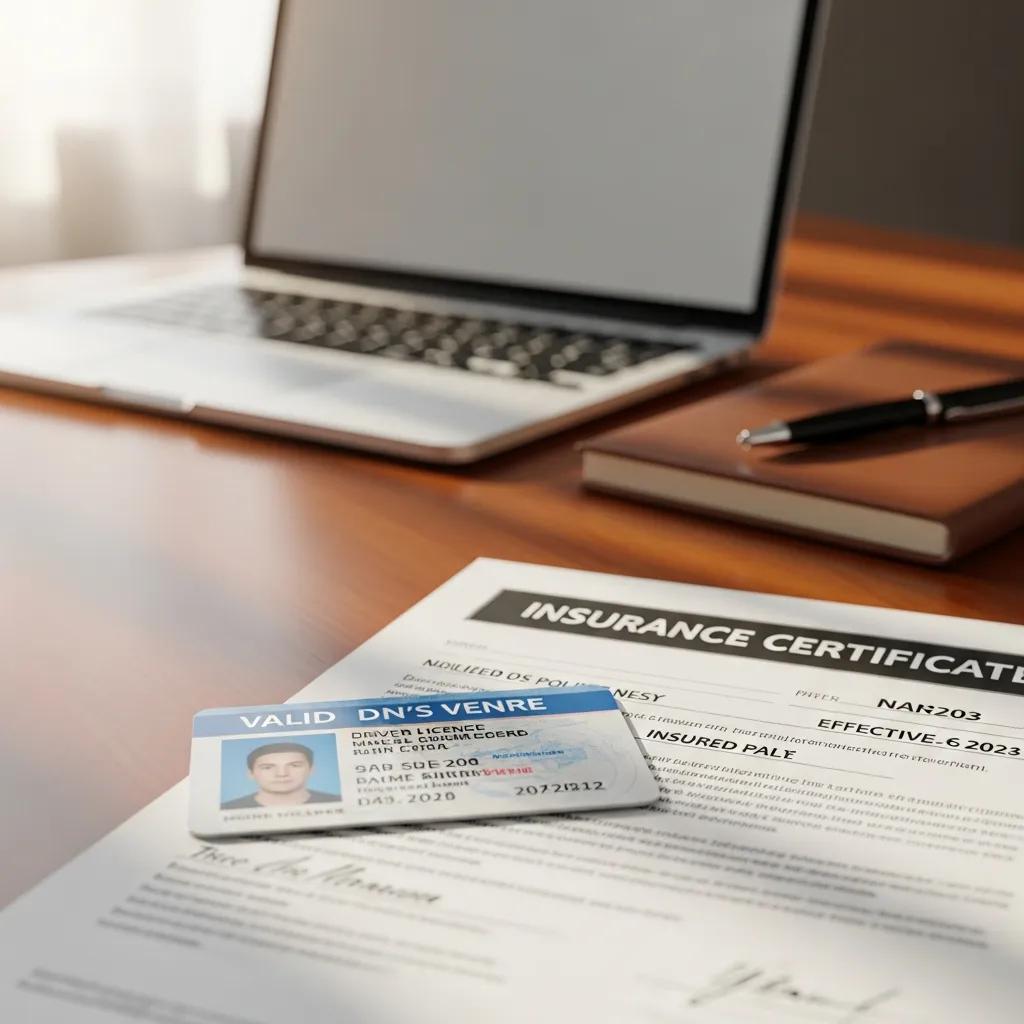 Close-up of licensing and insurance documents for junk haulers, highlighting the importance of verification